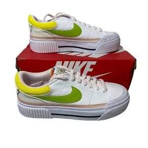 Nike Womens Court Legacy Lift White Lime Green Platform‎ Sneakers Size 7 NEW